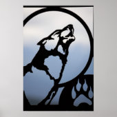 Howling Wolf Metal Silhouette Poster (Voorkant)
