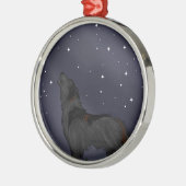 Howling Wolf Metalen Ornament (Links)