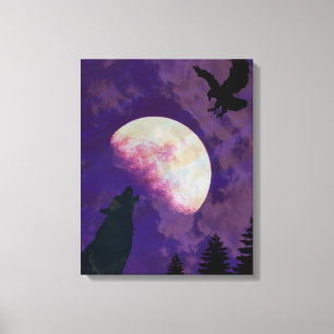 Howling Wolf Moon Canvas Wandkunst Afdruk