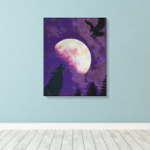 Howling Wolf Moon Canvas Wandkunst Afdruk (Insitu (Houten vloer))