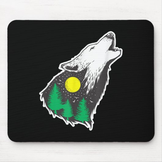 Howling Wolf Moon Forest Milieubescherming Muismat (Voorkant)