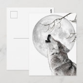 Howling Wolf, Moon, Gothic, Nature Briefkaart (Voorkant / Achterkant)
