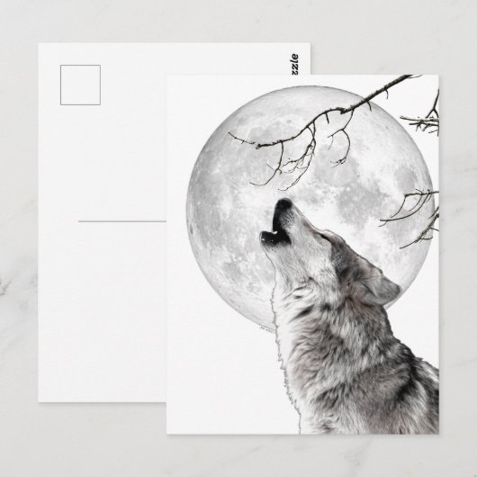 Howling Wolf, Moon, Gothic, Nature Briefkaart (Voorkant / Achterkant)
