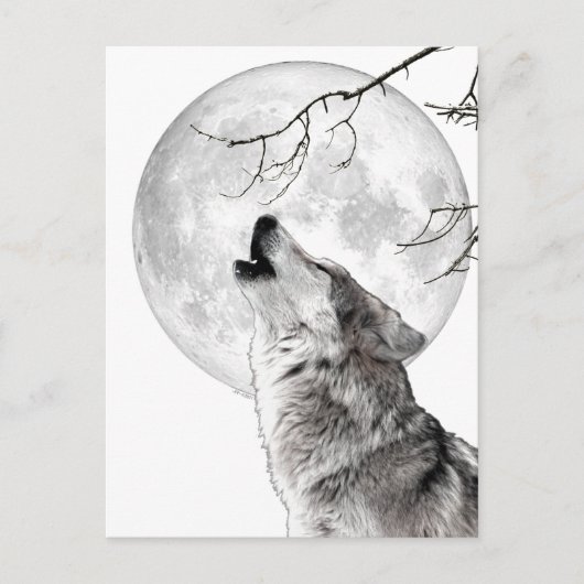 Howling Wolf, Moon, Gothic, Nature Briefkaart (Voorkant)
