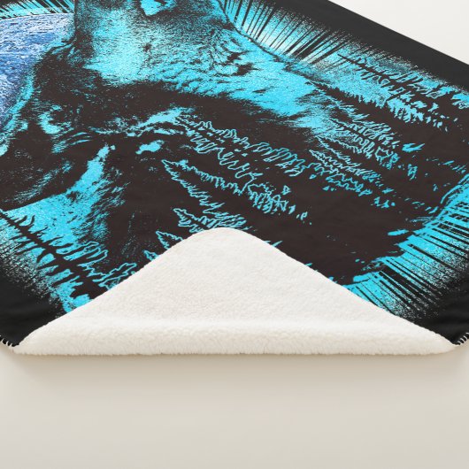 Howling Wolf Moon Pine Forest Sherpa Deken (3/4)