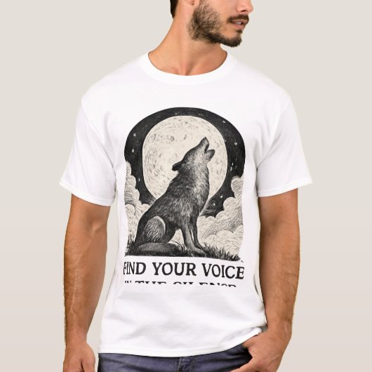Howling Wolf Moon - Vind je stem kunst T-shirt (Voorkant)