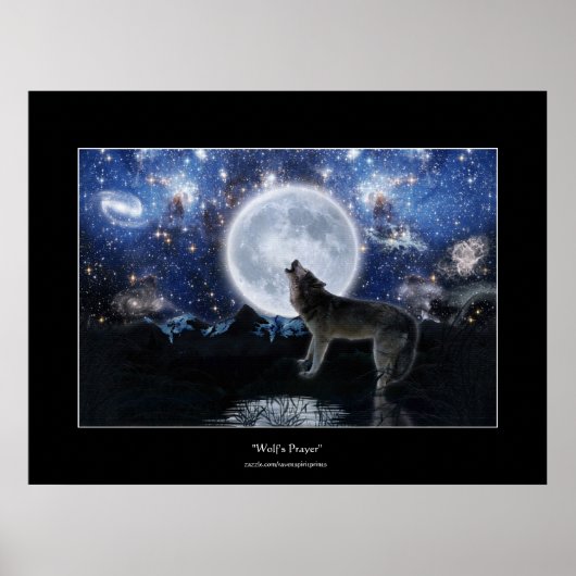 Howling Wolf, Moon & Wilderness Art Poster (Voorkant)