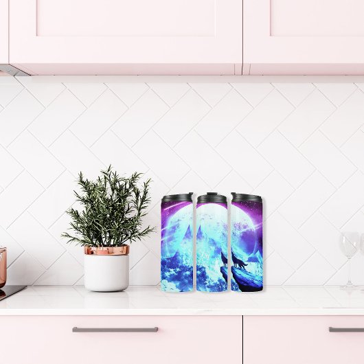 Howling Wolf Mountain Scene Thermosbeker