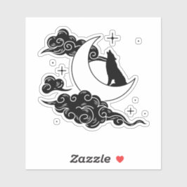 Howling Wolf Mystieke Maan Wilde Natuur & Lunar Ar Sticker
