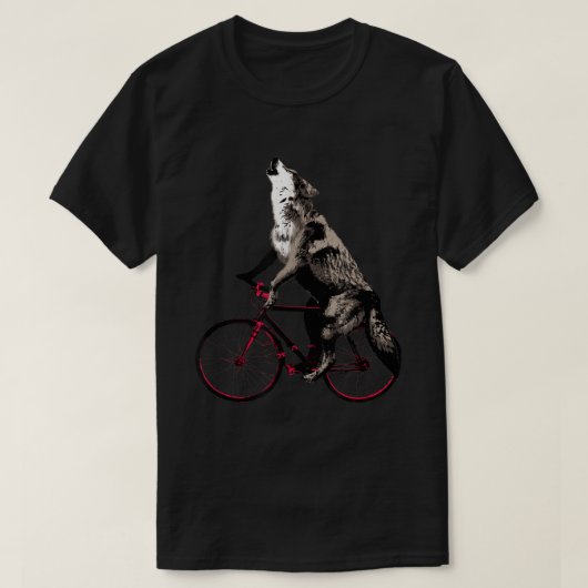 Howling Wolf on Bicycle Design T-shirt (Design voorkant)