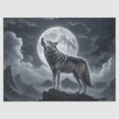 Howling Wolf onder de Volle Maan – Decoupage Tissuepapier (Voorkant)