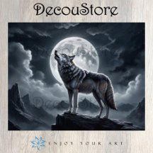 Howling Wolf onder de Volle Maan – Decoupage