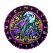 Howling Wolf onder Golden Moonlight Dartbord (Voorkant)