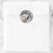 Howling wolf op de maan ronde sticker (Tas)