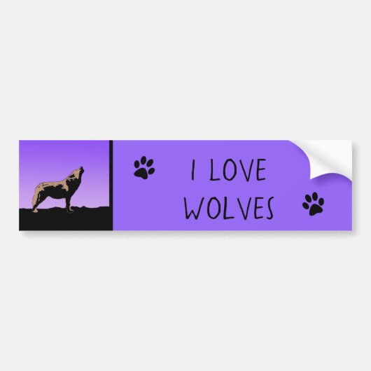 Howling Wolf op zonsondergang - Originele Wilde Ku Bumpersticker (Voorkant)