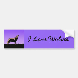 Howling Wolf op zonsondergang - Originele Wilde Ku Bumpersticker