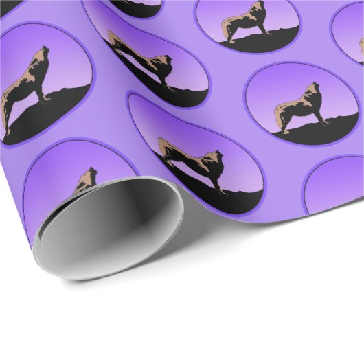 Howling Wolf op zonsondergang - Originele Wilde Ku Cadeaupapier (Rol Hoek)