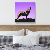 Howling Wolf op zonsondergang - Originele Wilde Ku Canvas Afdruk (Insitu (Slaapkamer))