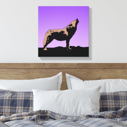 Howling Wolf op zonsondergang - Originele Wilde Ku Canvas Afdruk (Insitu (Slaapkamer))