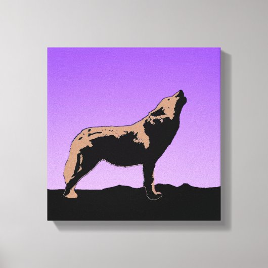 Howling Wolf op zonsondergang - Originele Wilde Ku Canvas Afdruk (Voorkant)