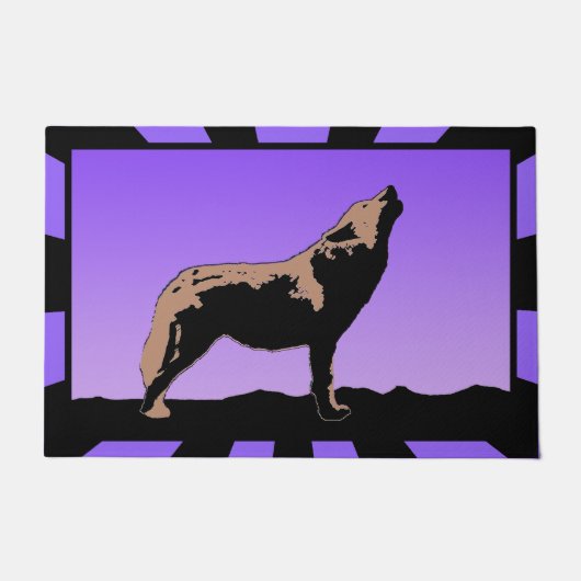 Howling Wolf op zonsondergang - Originele Wilde Ku Deurmat (Voorkant)