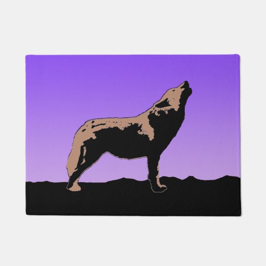 Howling Wolf op zonsondergang - Originele Wilde Ku Deurmat (Voorkant)