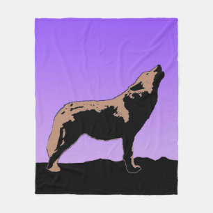 Howling Wolf op zonsondergang - Originele Wilde Ku Fleece Deken