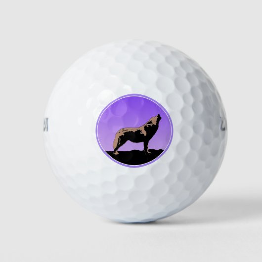 Howling Wolf op zonsondergang - Originele Wilde Ku Golfballen (Voorkant)