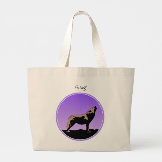 Howling Wolf op zonsondergang - Originele Wilde Ku Grote Tote Bag (Achterkant)