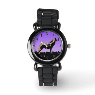 Howling Wolf op zonsondergang - Originele Wilde Ku Horloge