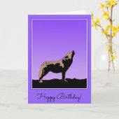 Howling Wolf op zonsondergang - Originele Wilde Ku Kaart (Gele Bloem)