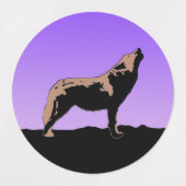 Howling Wolf op zonsondergang - Originele Wilde Ku Labels (Design 2)