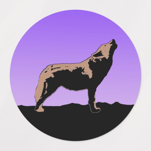Howling Wolf op zonsondergang - Originele Wilde Ku Labels (Design 1)