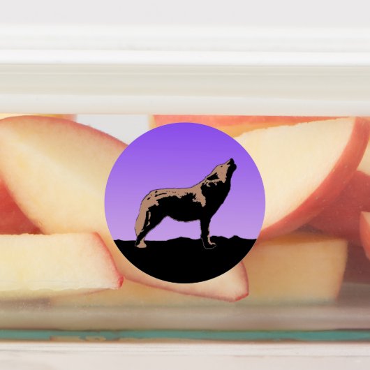 Howling Wolf op zonsondergang - Originele Wilde Ku Labels (Aangebracht)