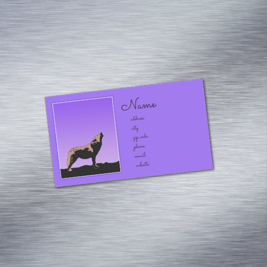 Howling Wolf op zonsondergang - Originele Wilde Ku Magnetisch Visitekaartje (Voorbeeld)