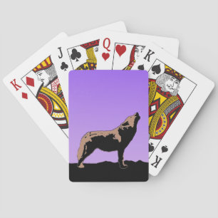 Howling Wolf op zonsondergang - Originele Wilde Ku Pokerkaarten