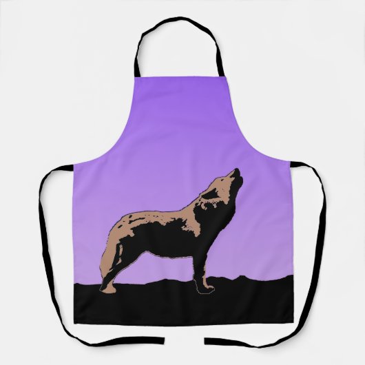Howling Wolf op zonsondergang - Originele Wilde Ku Schort (Voorkant)