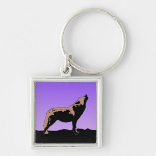Howling Wolf op zonsondergang - Originele Wilde Ku Sleutelhanger