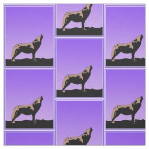 Howling Wolf op zonsondergang - Originele Wilde Ku Stof