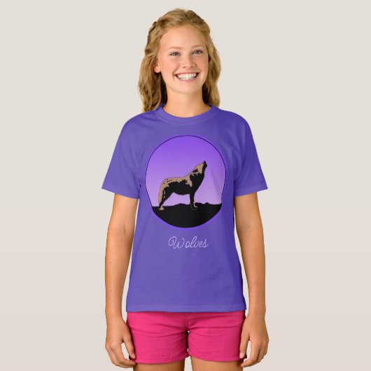 Howling Wolf op zonsondergang - Originele Wilde Ku T-shirt (Voorkant volledig)