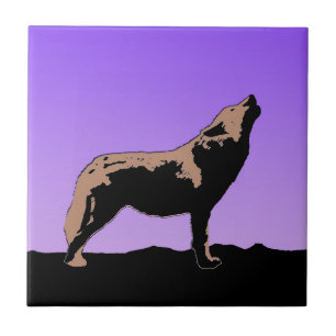 Howling Wolf op zonsondergang - Originele Wilde Ku Tegeltje