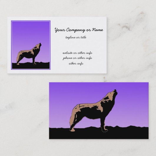 Howling Wolf op zonsondergang - Originele Wilde Ku Visitekaartje (Voorkant / Achterkant)