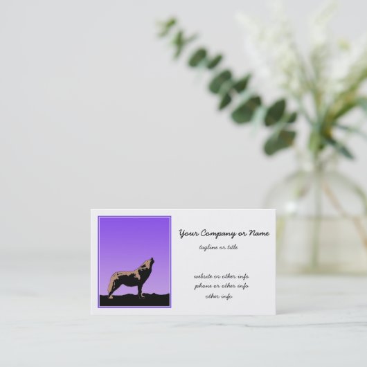 Howling Wolf op zonsondergang - Originele Wilde Ku Visitekaartje (Staand voorkant)