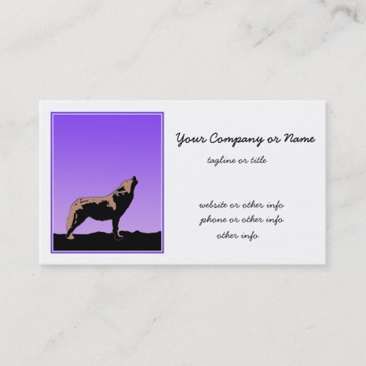 Howling Wolf op zonsondergang - Originele Wilde Ku Visitekaartje (Voorkant)