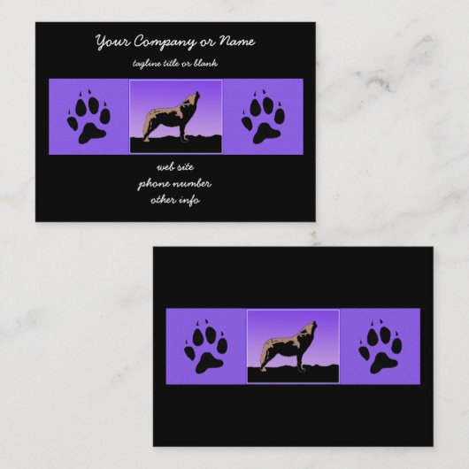 Howling Wolf op zonsondergang - Originele Wilde Ku Visitekaartje (Voorkant / Achterkant)