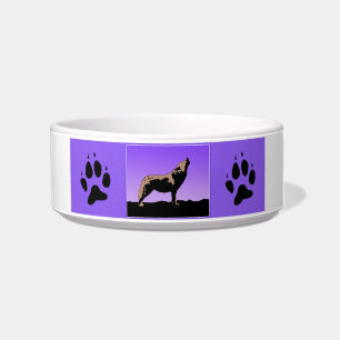 Howling Wolf op zonsondergang - Originele Wilde Ku Voerbakje