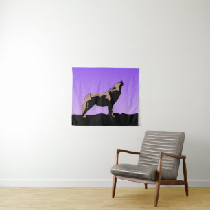 Howling Wolf op zonsondergang - Originele Wilde Ku Wandkleed