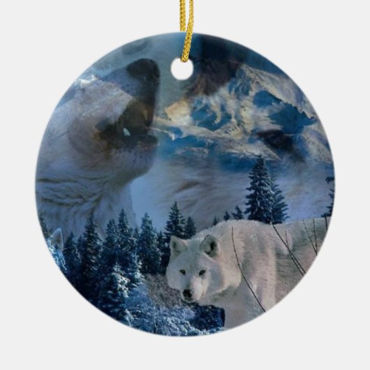 Howling Wolf Pack Keramisch Ornament (Voorkant)