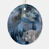 Howling Wolf Pack Keramisch Ornament (Links)