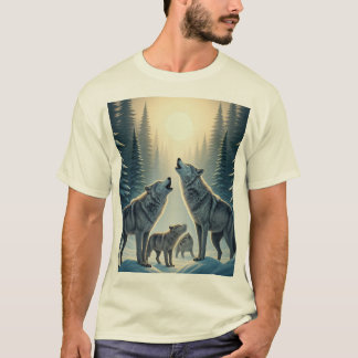 Howling Wolf Pack onder de maan T-shirt